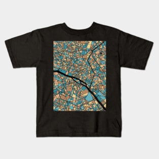 Paris Map Pattern in Mid Century Pastel Kids T-Shirt